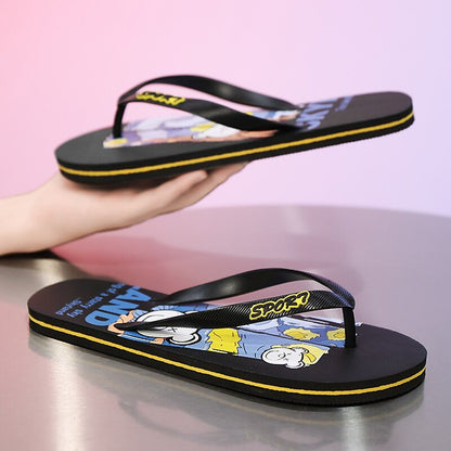Playful Blue Cartoon Dog Flip-Flops