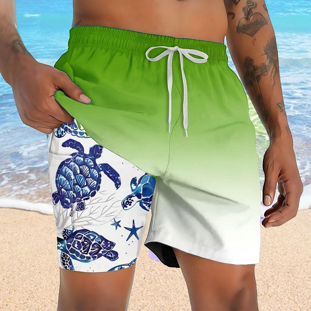 Gradient Turtles 2-in-1 Board Shorts