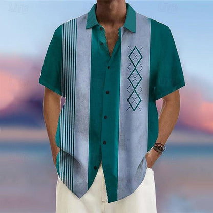 Camisa de bolos con estampado geométrico a rayas