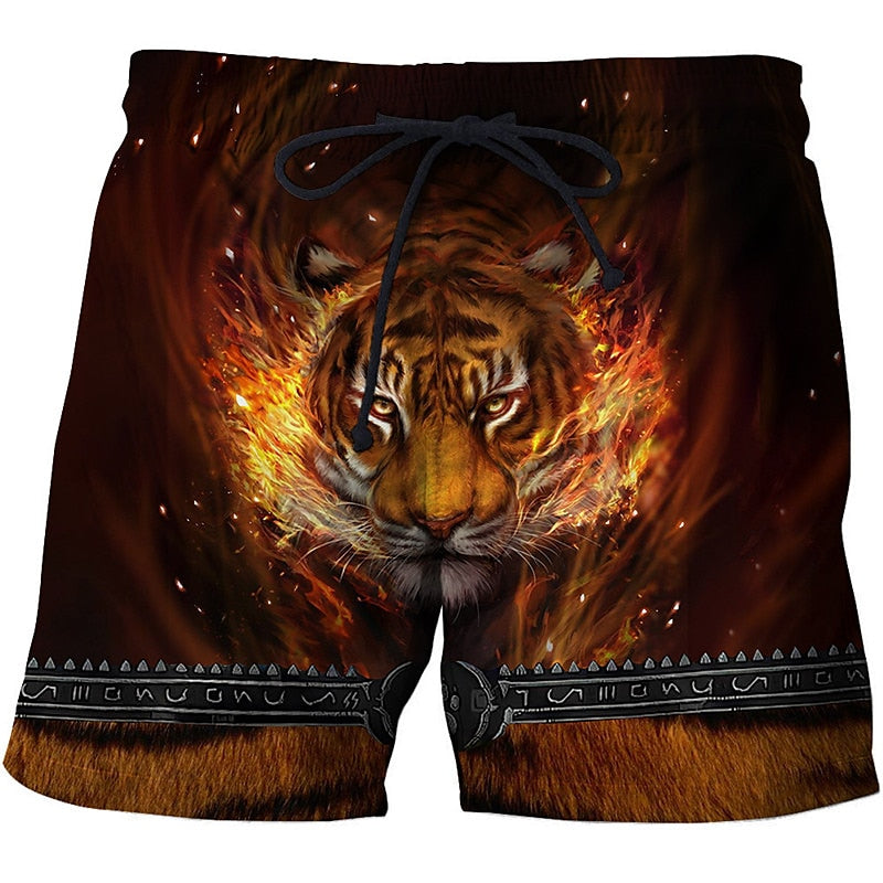 Tiger Letter Swimming Trunks Board Shorts