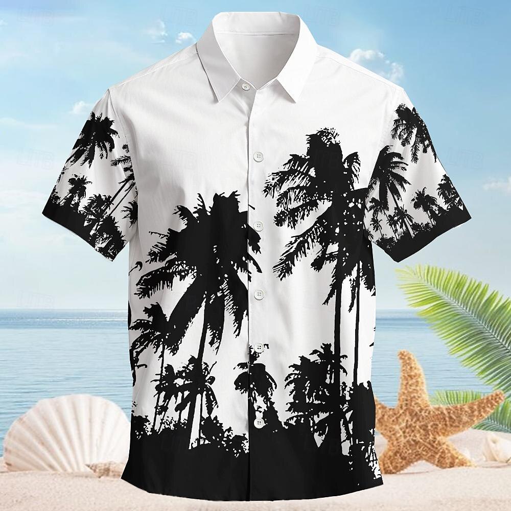 Camiseta con plantas tropicales, palmeras y cocoteros