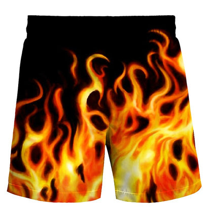 Flame Print Swimming Bathing Suit Shorts