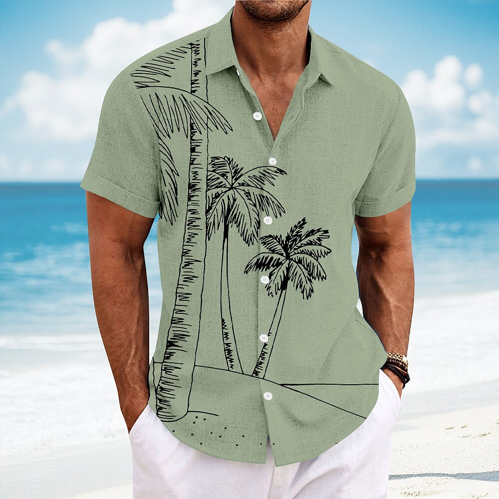 Coconut Tree Tropical Print Casual Shirt
