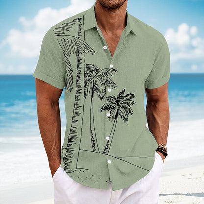 Coconut Tree Tropical Print Casual Shirt