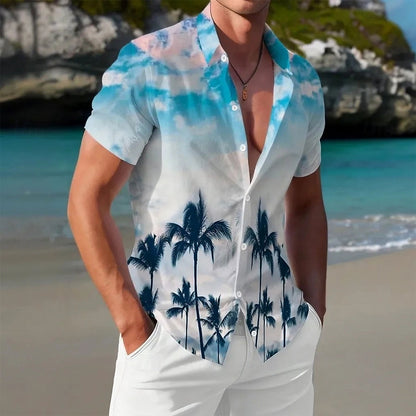 Cloud Coconut Tree Aloha Shirt