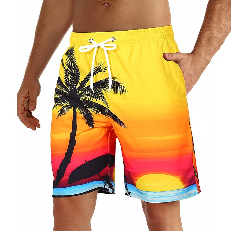 Graphic Coconut Tree Swimming Trunks Board Shorts