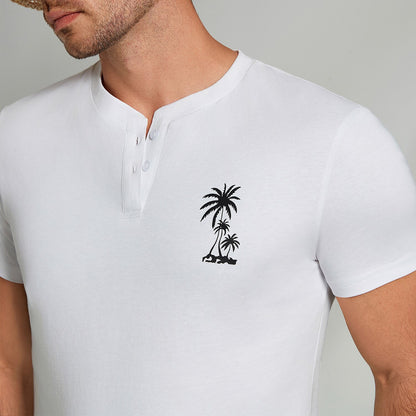 Coconut Tree Graphic Henley T-shirt