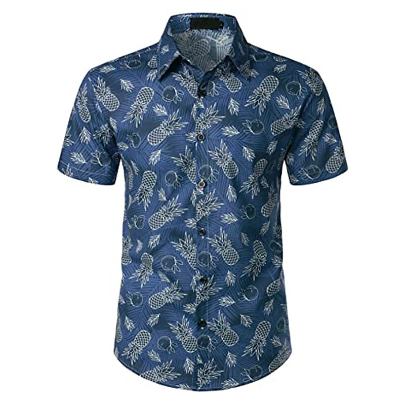 Camisa hawaiana de verano con hojas, frutas y plátanos, camisa hawaiana, camisa de manga corta