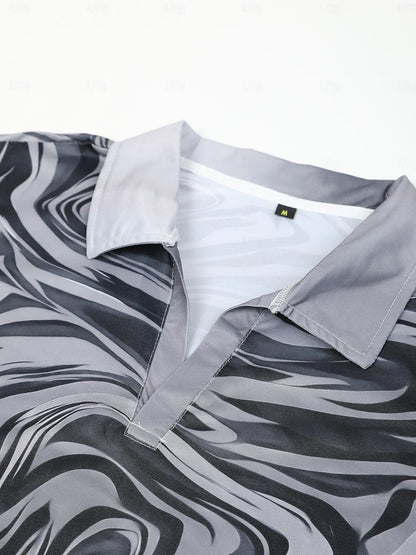 Graphic V-Neck Polo Shirt