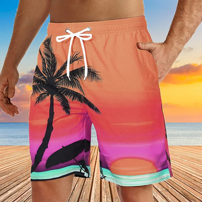 Graphic Coconut Tree Swimming Trunks Board Shorts