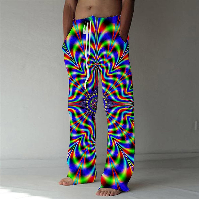 Pantalones de verano con cordón y diseño abstracto