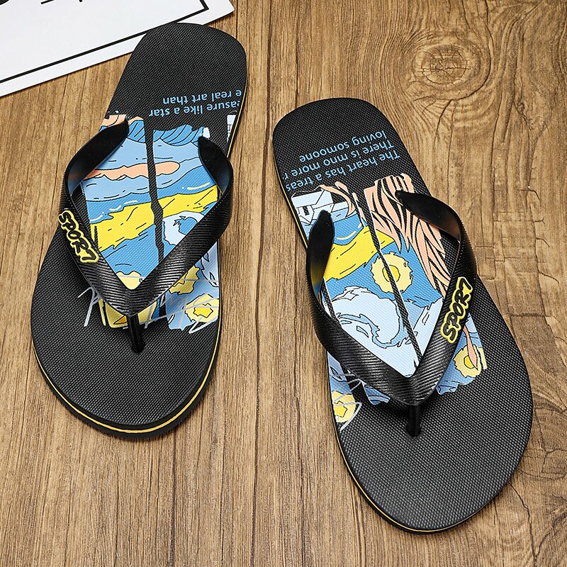 Artistic Flip-Flops – Blue & Yellow Print