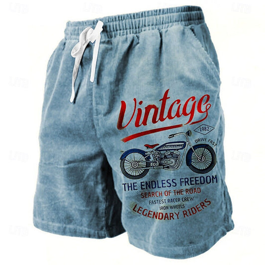 Letter Vintage Motorcycle Sweat Shorts