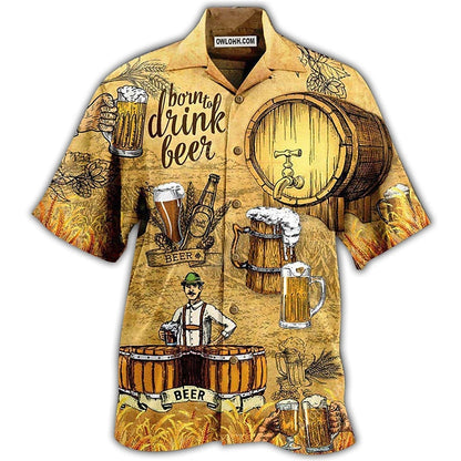 Graphic Beer Print Aloha Shirt