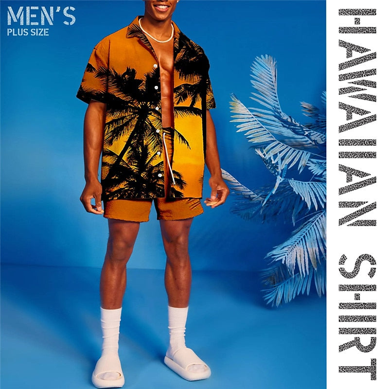 Coconut Tree Graphic Prints Shirts Sets