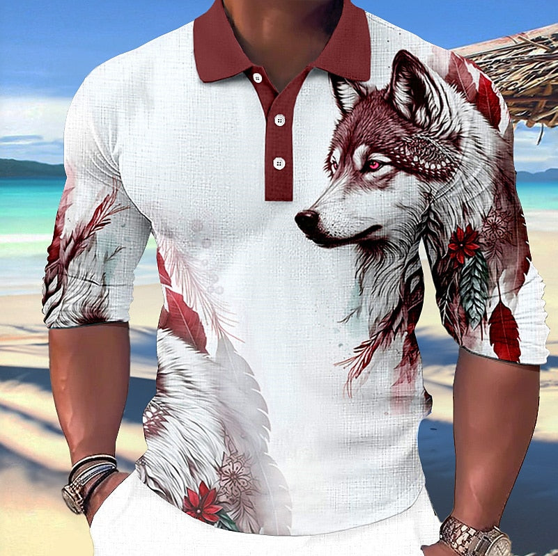 Wolf Long Sleeve Polo Shirt