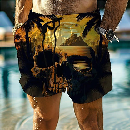 Skull Coconut Tree Swimming Trunks Board Shorts