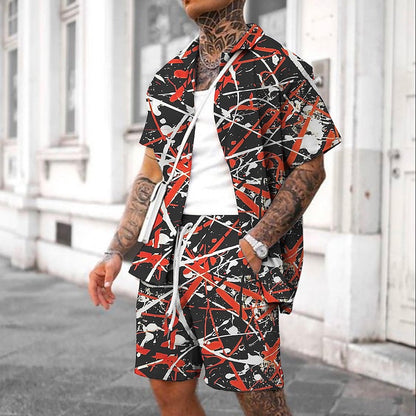 Graphic Graffiti 2-Piece Hawaiian Shirt Set