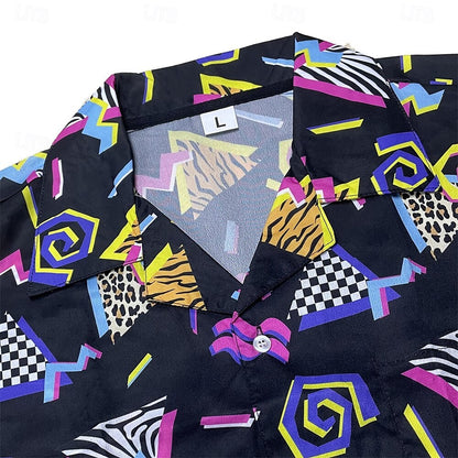 Retro 80s Geometric Aloha Shirt