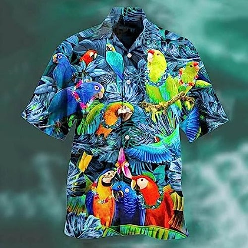 Parrot Palm Leaf Camp Collar Shirt