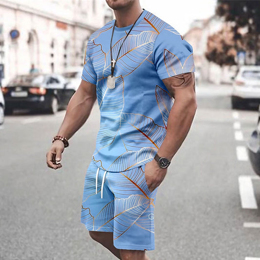 Tropical Flowers Crew Neck Tee & Shorts Set