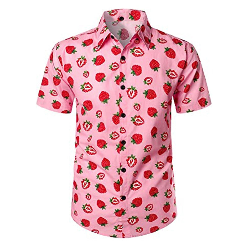 Camisa hawaiana de verano con hojas, frutas y plátanos, camisa hawaiana, camisa de manga corta