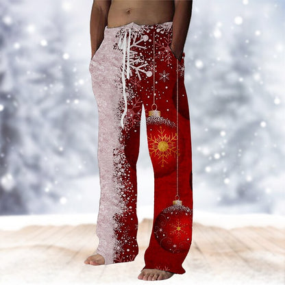 Pantalones con cordón y copos de nieve navideños