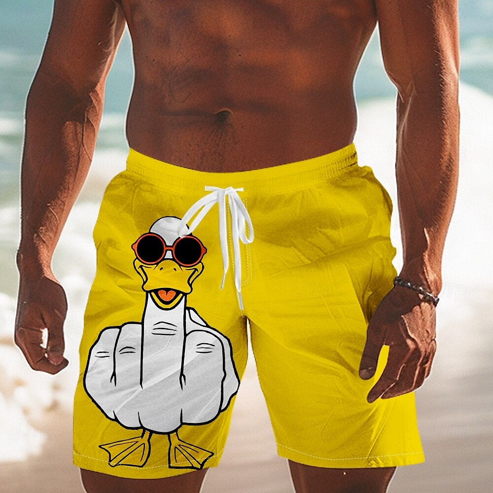 Animal Duck Funny gestures Swimming Shorts