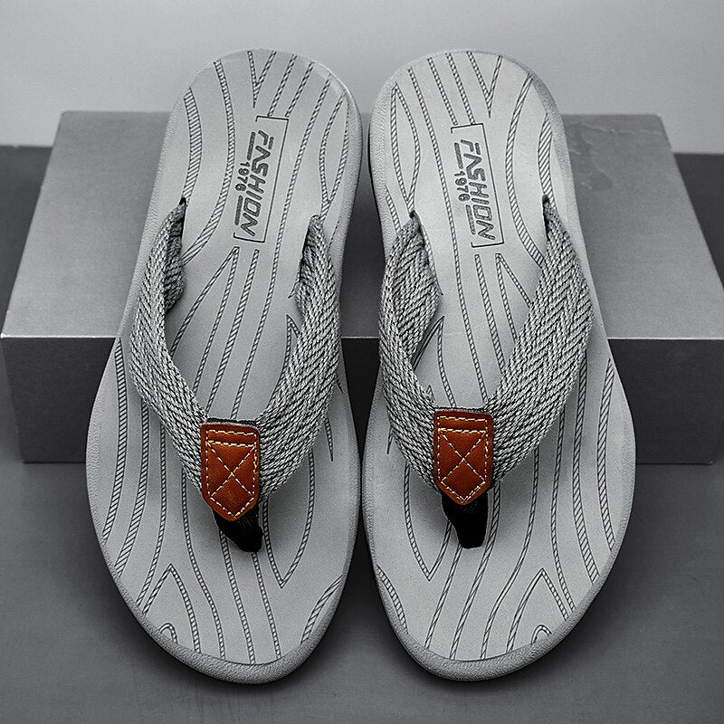 Casual Flip-Flops – Braided Straps & Textured Sole