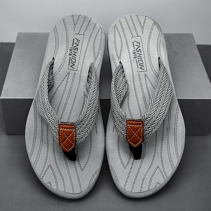 Casual Flip-Flops – Braided Straps & Textured Sole