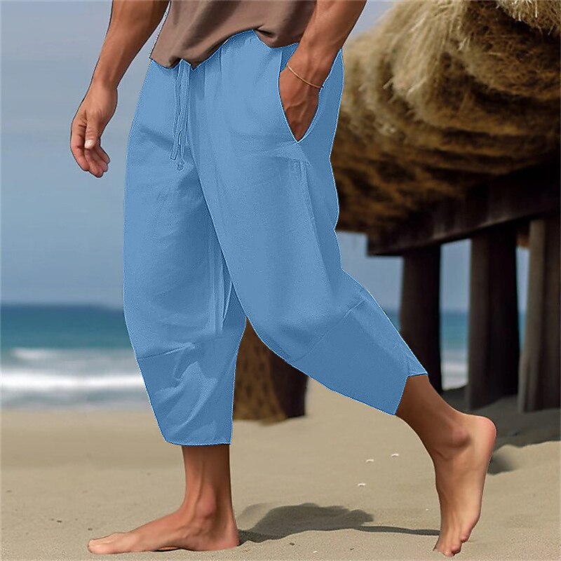 Linen Drawstring Capri Pants