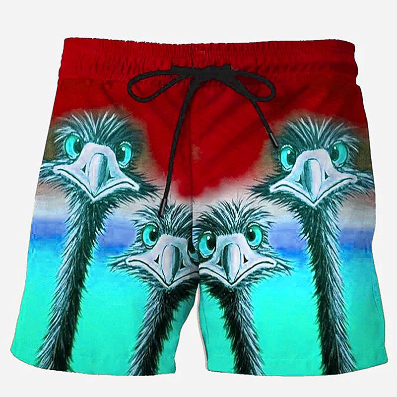 Printed Flamingo Bird Swimming Shorts