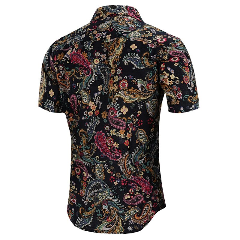 Camisa étnica Paisley Camisa boho Camisa abotonada Manga corta