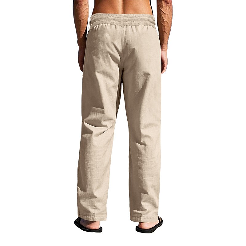Linen Drawstring Beach Pants with Pockets
