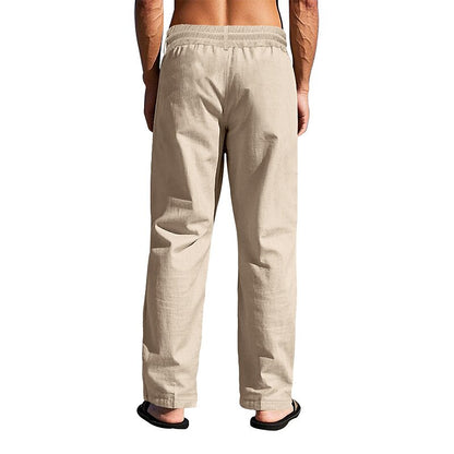 Linen Drawstring Beach Pants with Pockets