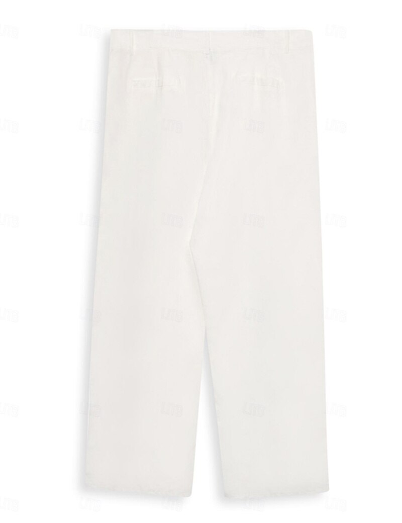 Linen Straight-Leg Dress Pants