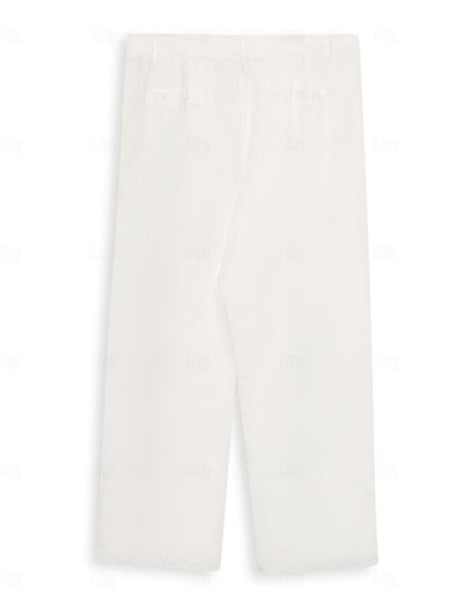 Linen Straight-Leg Dress Pants
