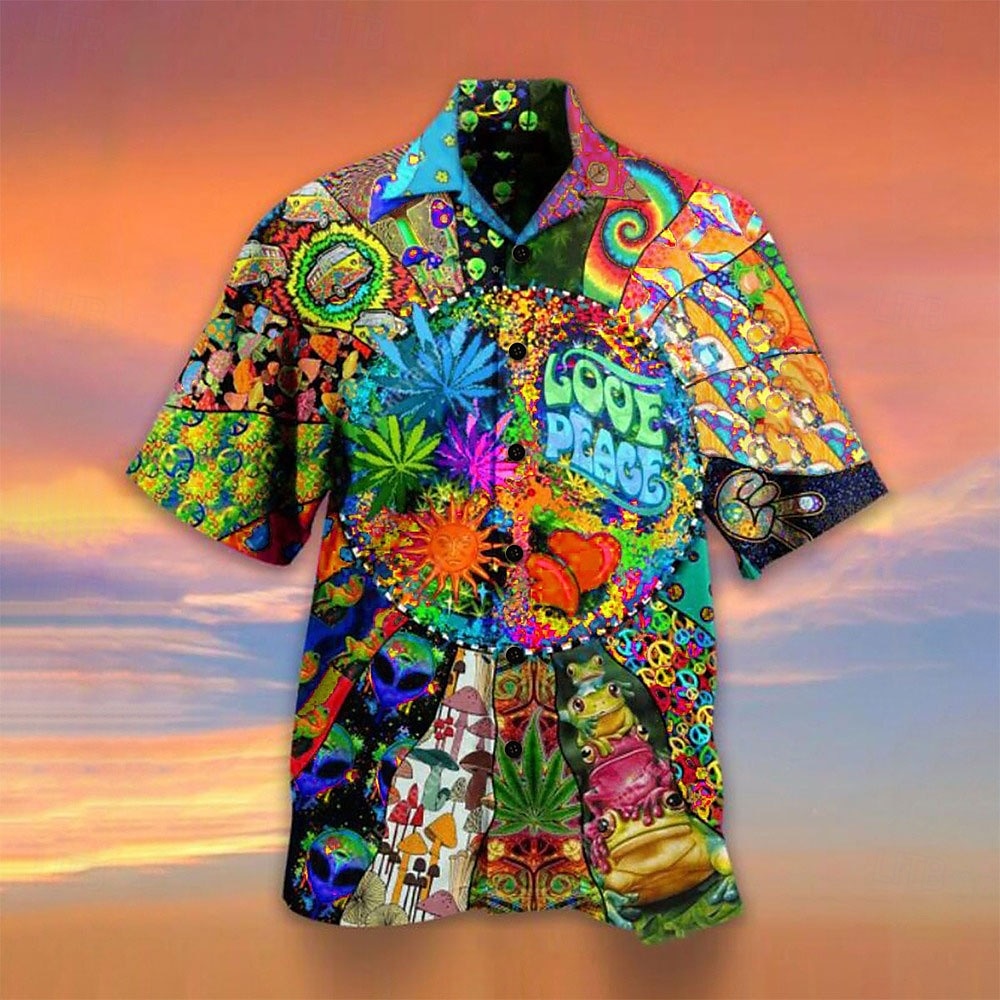 Colorful Mushroom Aloha Shirt