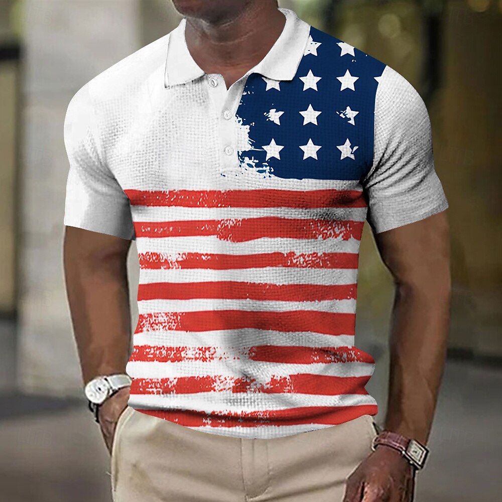 Independence Day Emblem Waffle Polo