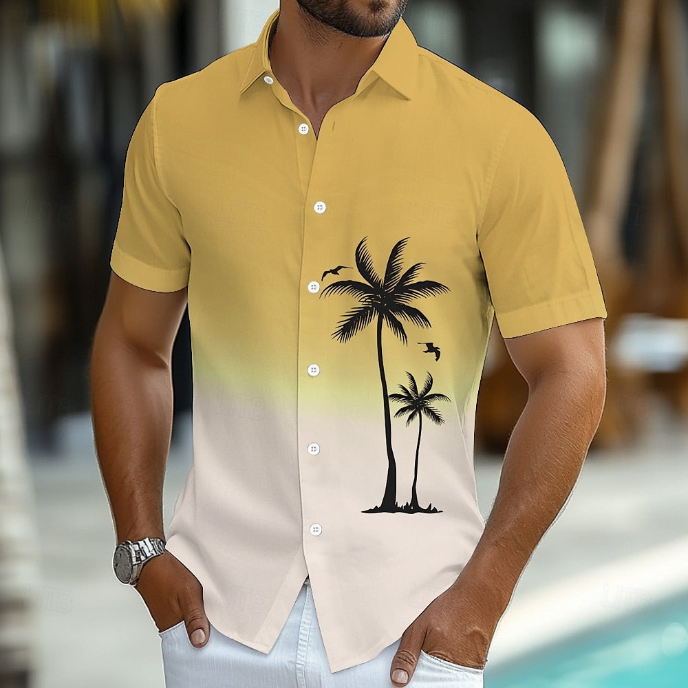 Blue Gradient Coconut Tree Shirt