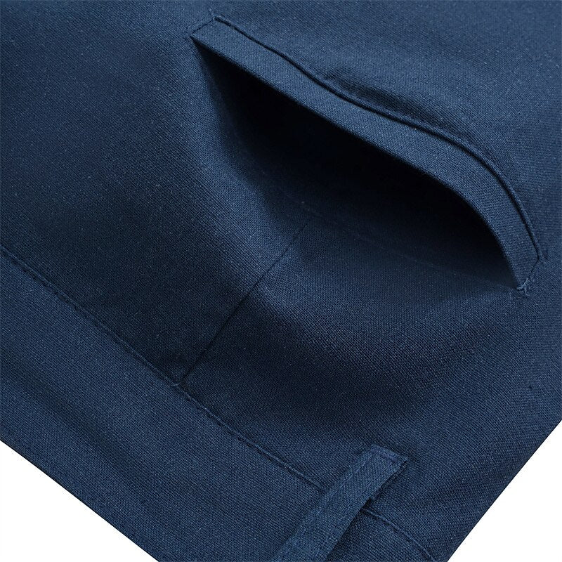 Linen Straight-Leg Dress Pants