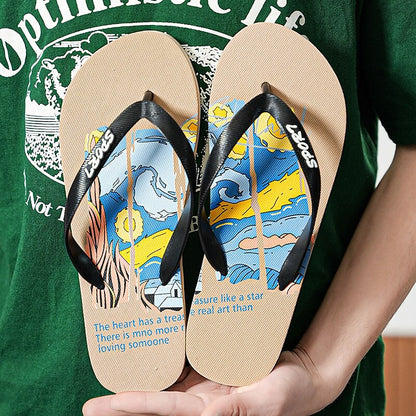 Artistic Flip-Flops – Blue & Yellow Print