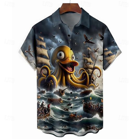 Octopus Sailboat Hawaiian Shirt