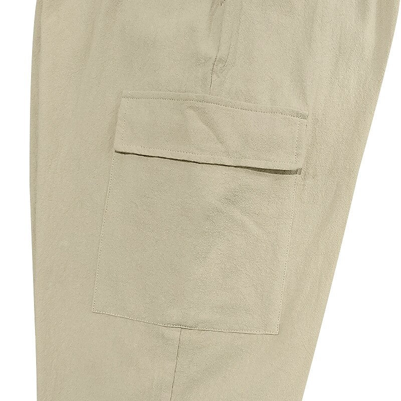 Linen Cargo Jogger Pants