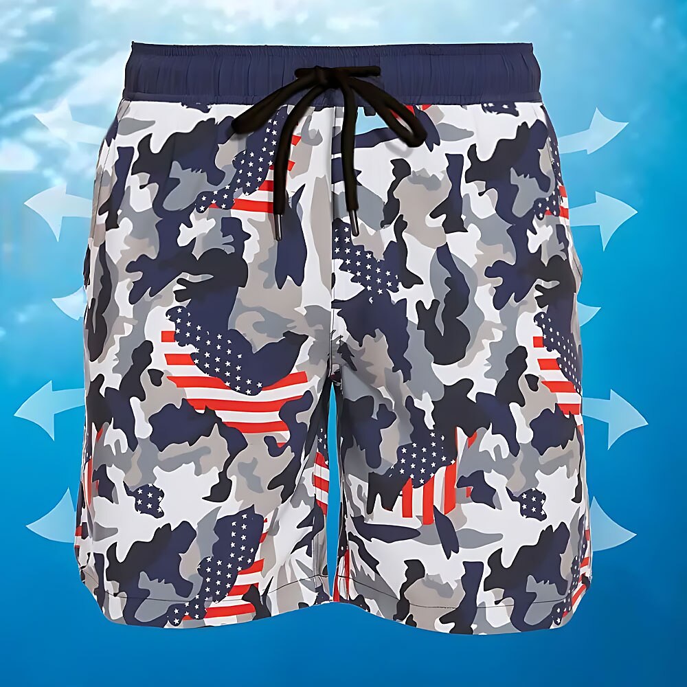Camouflage US Flag 2-in-1 Board Shorts