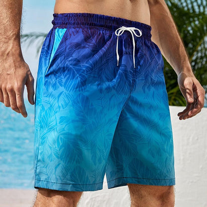 Gradient Graphic Prints Swimming Shorts