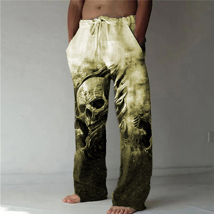 Pantalones con diseño gráfico y de calaveras en 3D