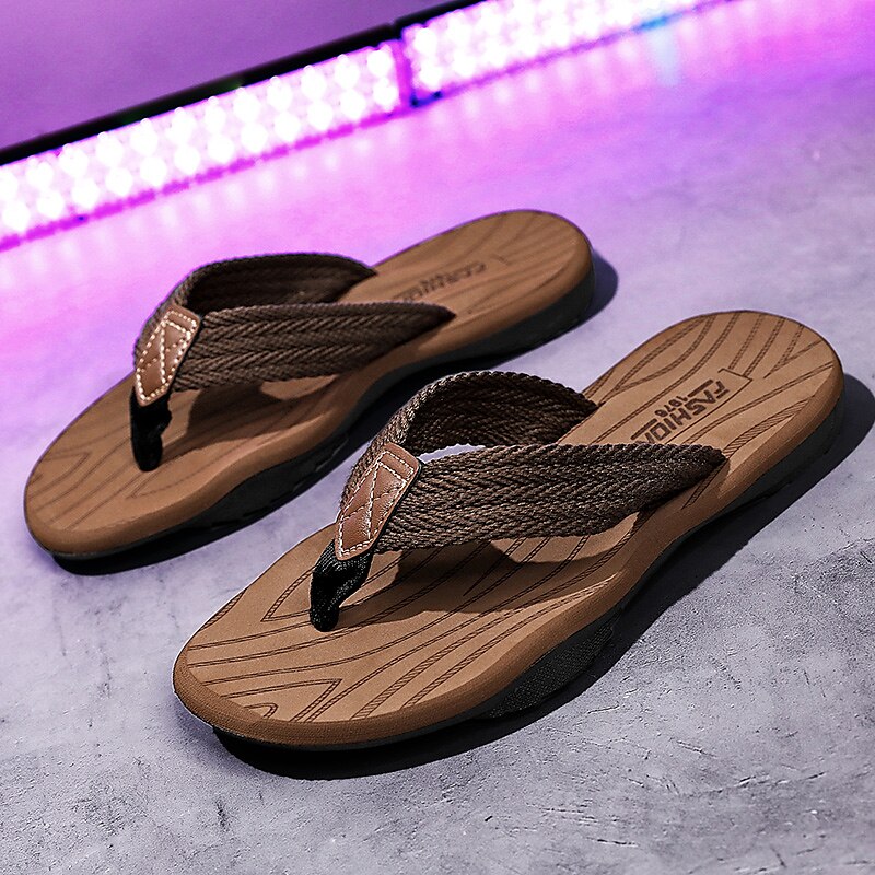 Casual Flip-Flops – Braided Straps & Textured Sole