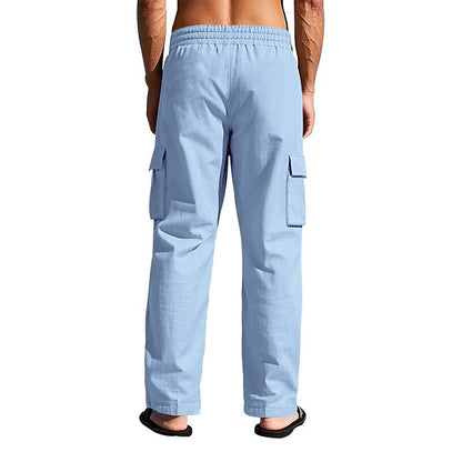Linen Cargo Straight-Leg Pants