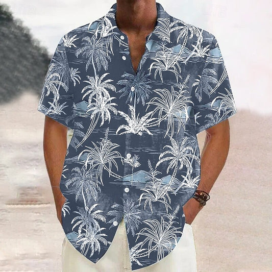 Linen Coconut Tree Hawaiian Shirt